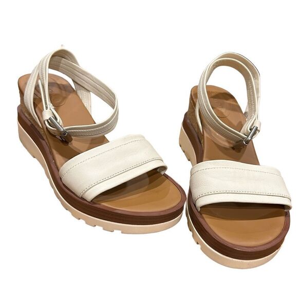 Revolve SEE BY CHLOE White 1" Platform Robin Round Toe Wedge Leather Sandals 39 - Picture 4 of 12